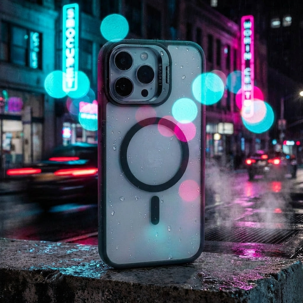Magnetic Wireless Charging Hard Case | Grey with Invisible Kickstand