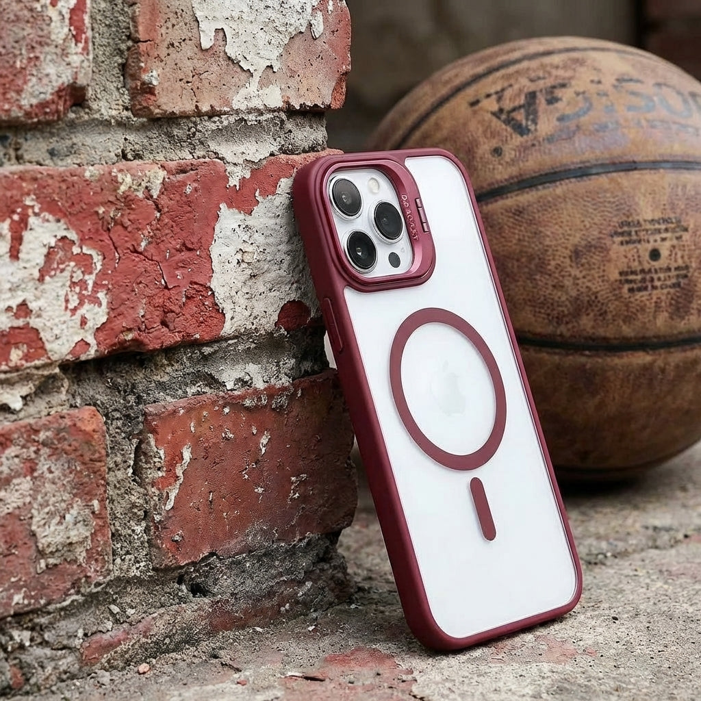 Magnetic Wireless Charging Hard Case | Red with Invisible Kickstand
