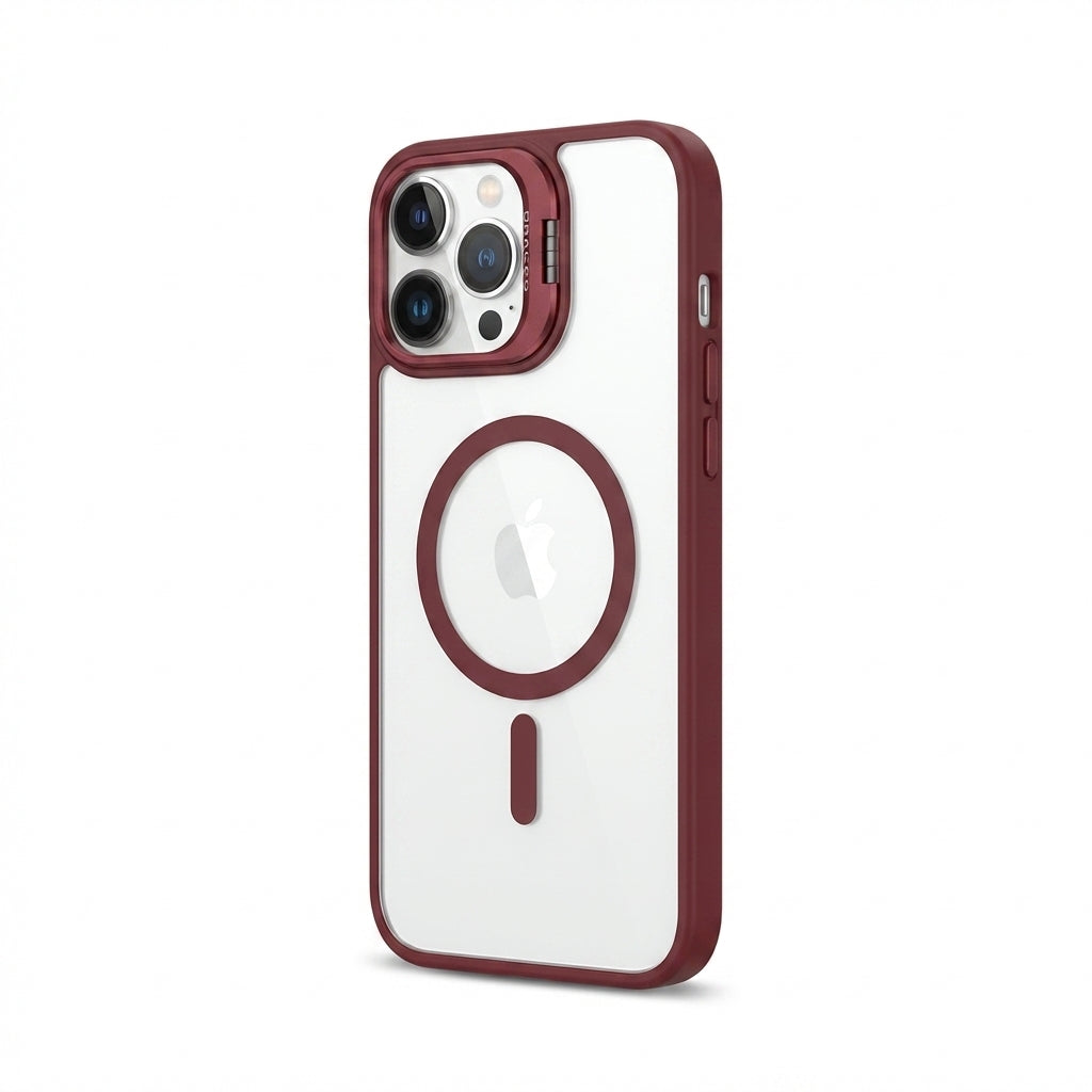 Magnetic Wireless Charging Hard Case | Red with Invisible Kickstand