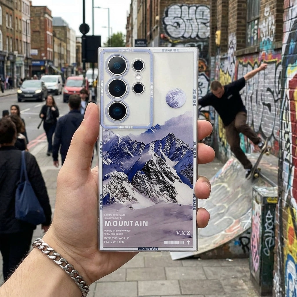 White Snow Mountain Streetwear Galaxy S26 Case – Deconstructed Landscape Protective Cover