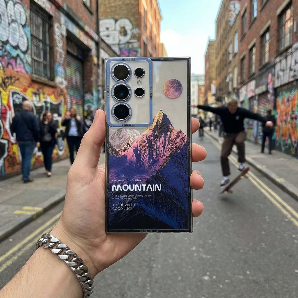 Blue Snow Mountain Streetwear Galaxy S26 Case – Deconstructed Landscape Protective Cover