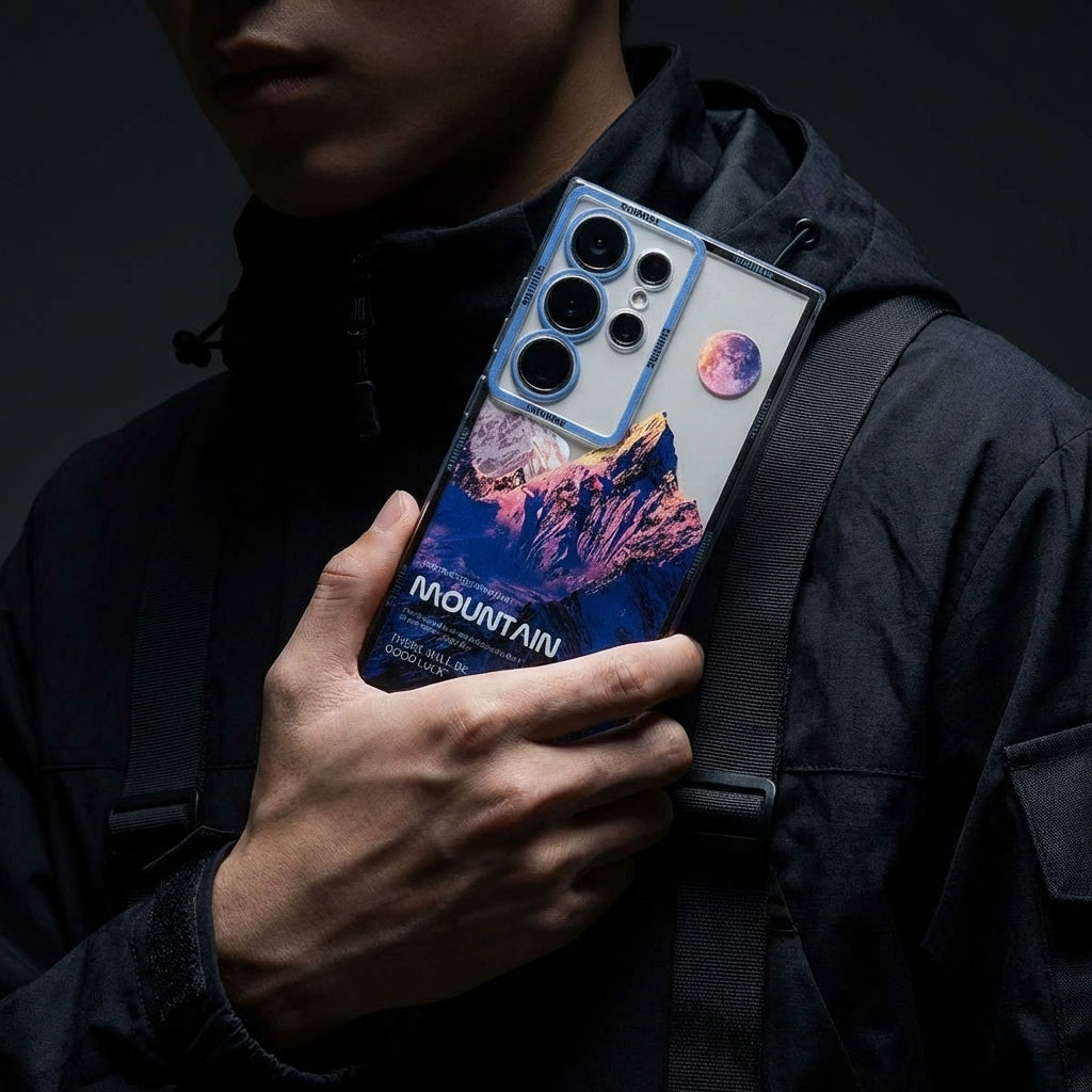 Blue Snow Mountain Streetwear Galaxy S26 Case – Deconstructed Landscape Protective Cover