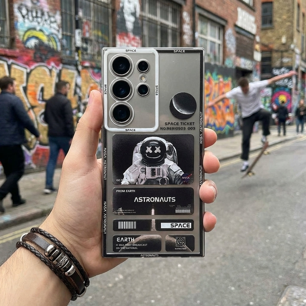 Lunar Landing White Streetwear Galaxy S26 Case – Deconstructed Astronaut Protective Cover