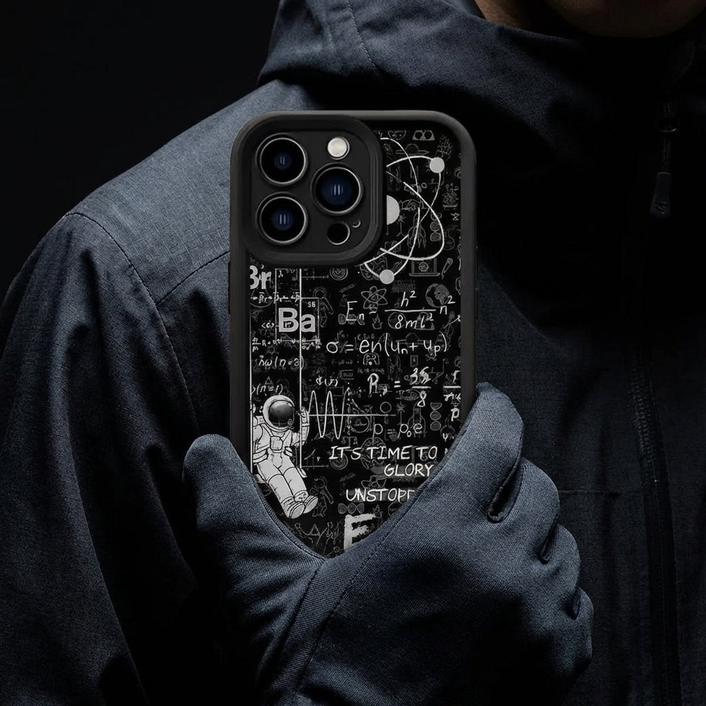 Black Astronaut Aesthetic iPhone Case – Slim Matte Shockproof Silicone Cover