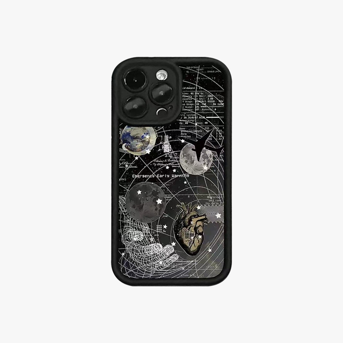 Phone case with celestial design on a white background