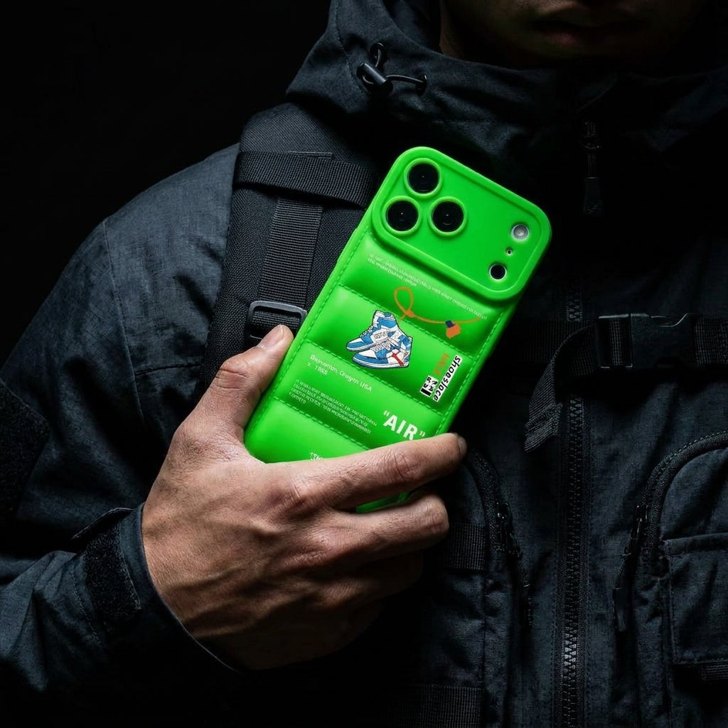 Nike x Off White Inspired 3D Chartreuse  iPhone Case – Hypebeast Style (Blue)