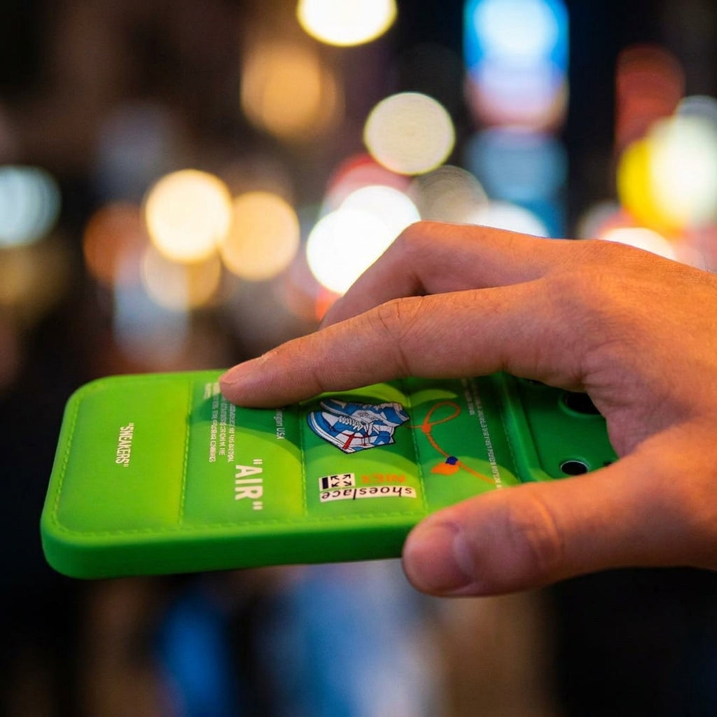 Nike x Off White Inspired 3D Chartreuse  iPhone Case – Hypebeast Style (Blue)