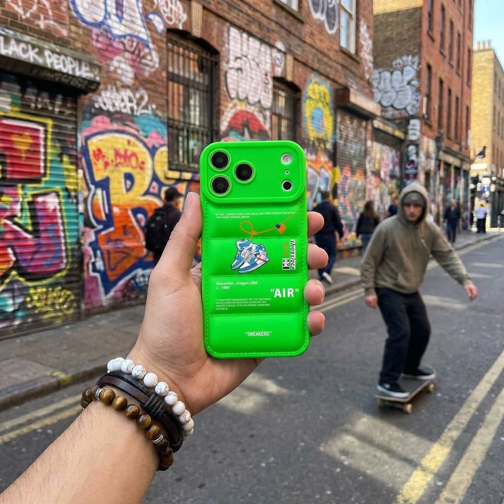 Nike x Off White Inspired 3D Chartreuse  iPhone Case – Hypebeast Style (Blue)