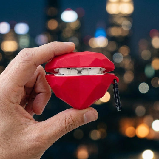 3D Red Diamond Heart AirPods Case