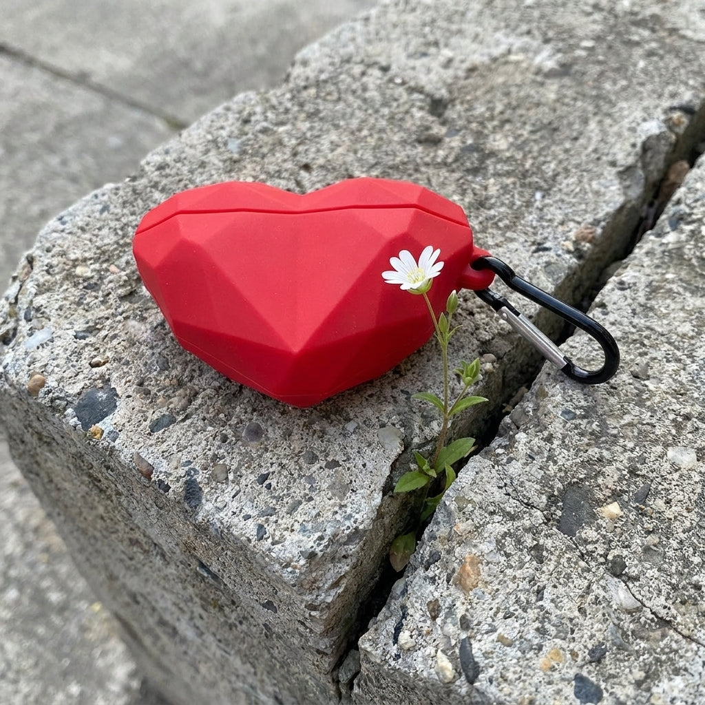 3D Red Diamond Heart AirPods Case