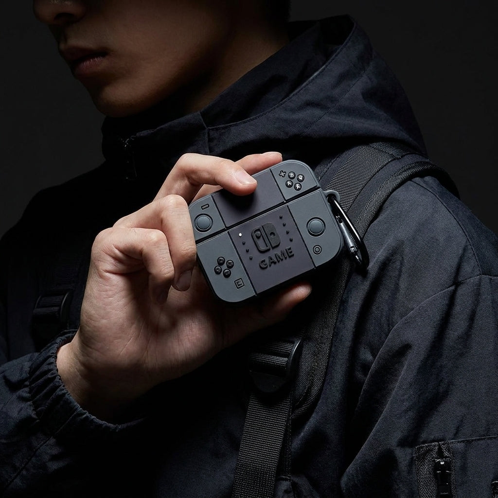 3D Creative Game Console AirPods Case - Black