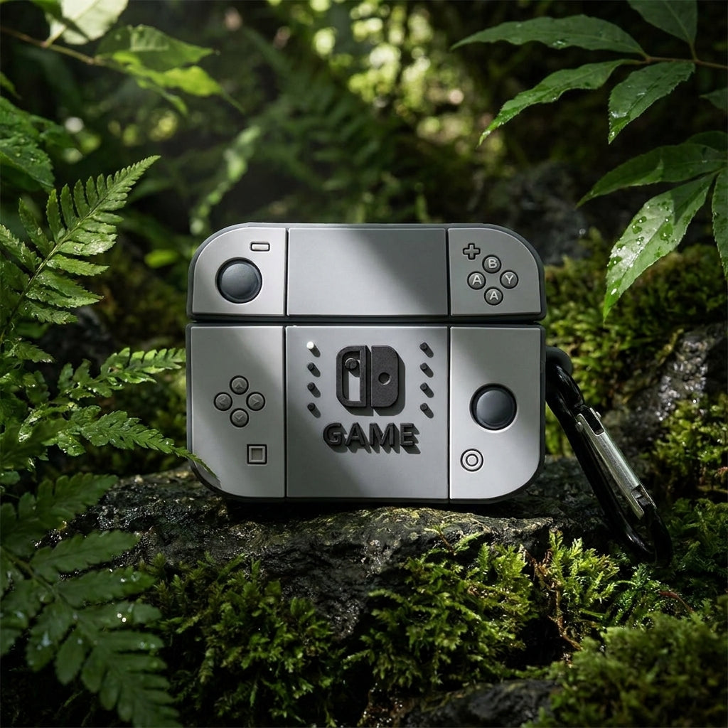 3D Creative Game Console AirPods Case - Grey White