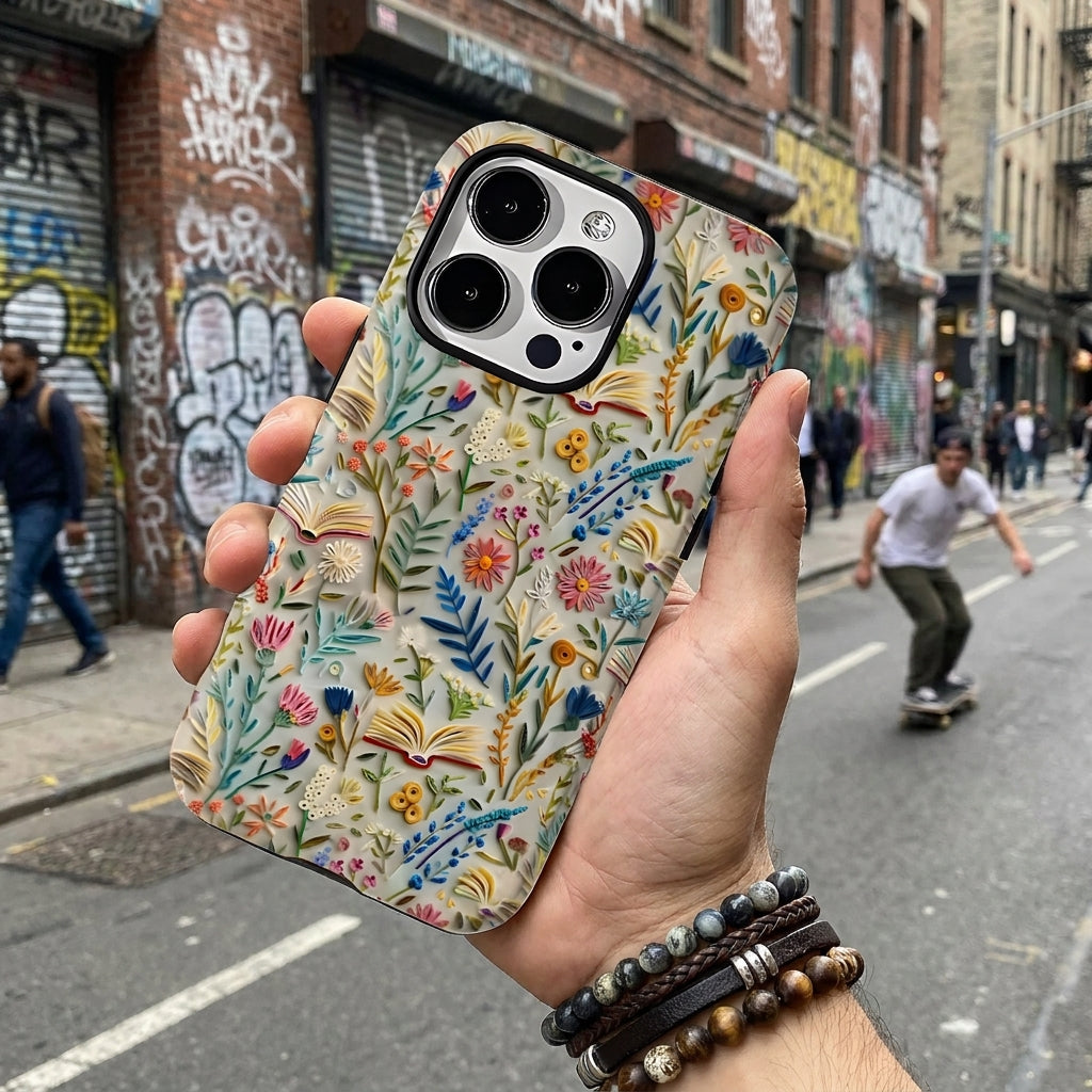 Hybrid Phone Case MagSafe Compatible - Imitation Embroidery 3D Floral
