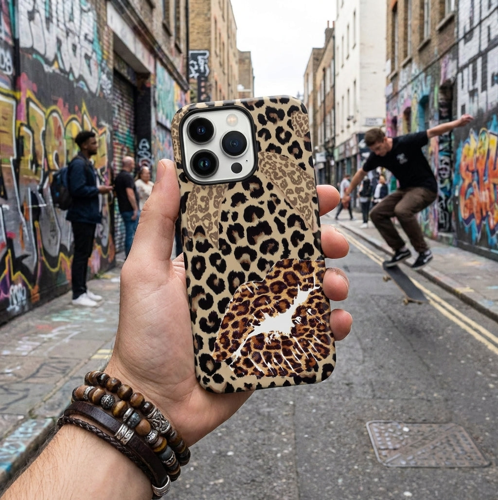 Hybrid Phone Case MagSafe Compatible - Retro Leopard Print