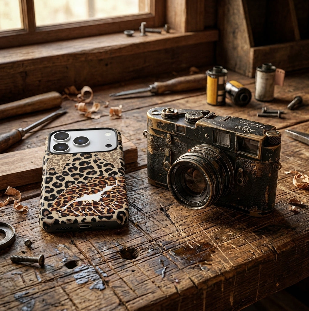 Hybrid Phone Case MagSafe Compatible - Retro Leopard Print