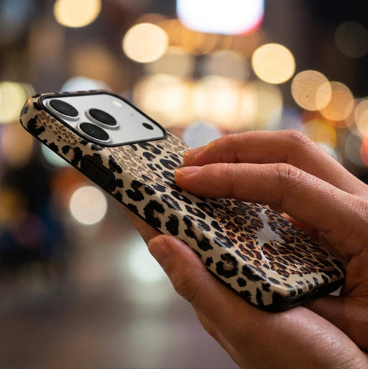 Hybrid Phone Case MagSafe Compatible - Retro Leopard Print