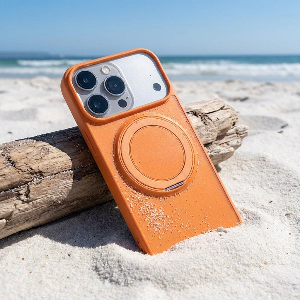 Skin-Feel Silicone Phone Case Ring Stand MagSafe - Orange