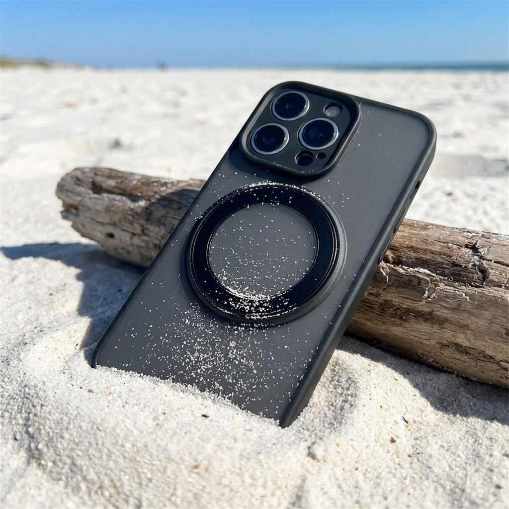Skin-Feel Silicone Phone Case Ring Stand MagSafe - Black