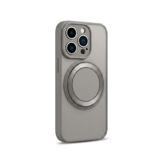 Skin-Feel Silicone Phone Case Ring Stand MagSafe - Grey