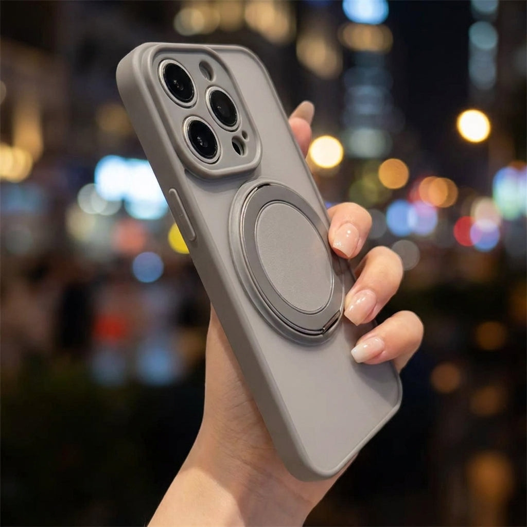 Skin-Feel Silicone Phone Case Ring Stand MagSafe - Grey