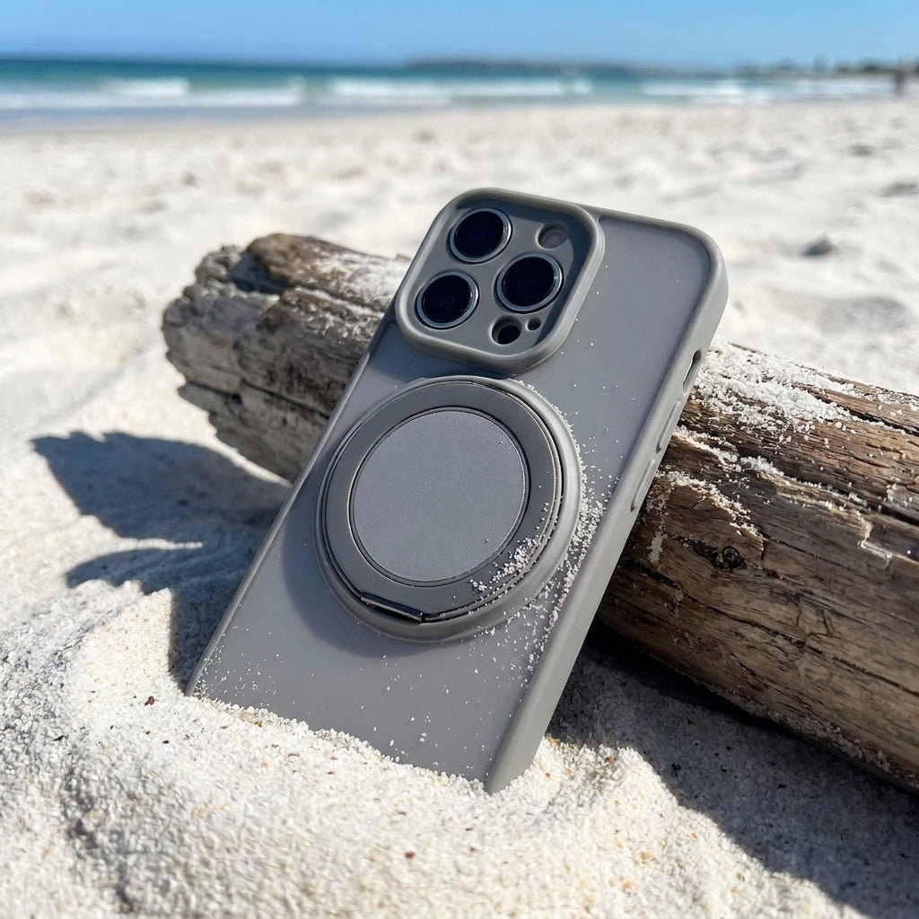 Skin-Feel Silicone Phone Case Ring Stand MagSafe - Grey