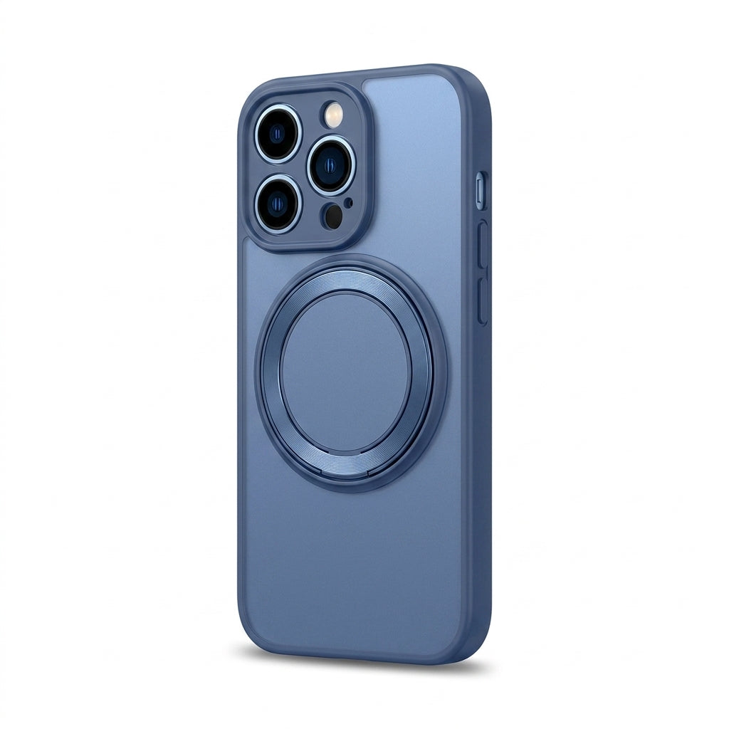 Skin-Feel Silicone Phone Case Ring Stand MagSafe - Blue