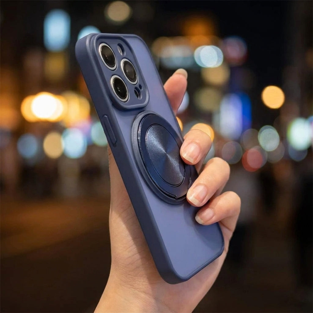 Skin-Feel Silicone Phone Case Ring Stand MagSafe - Blue
