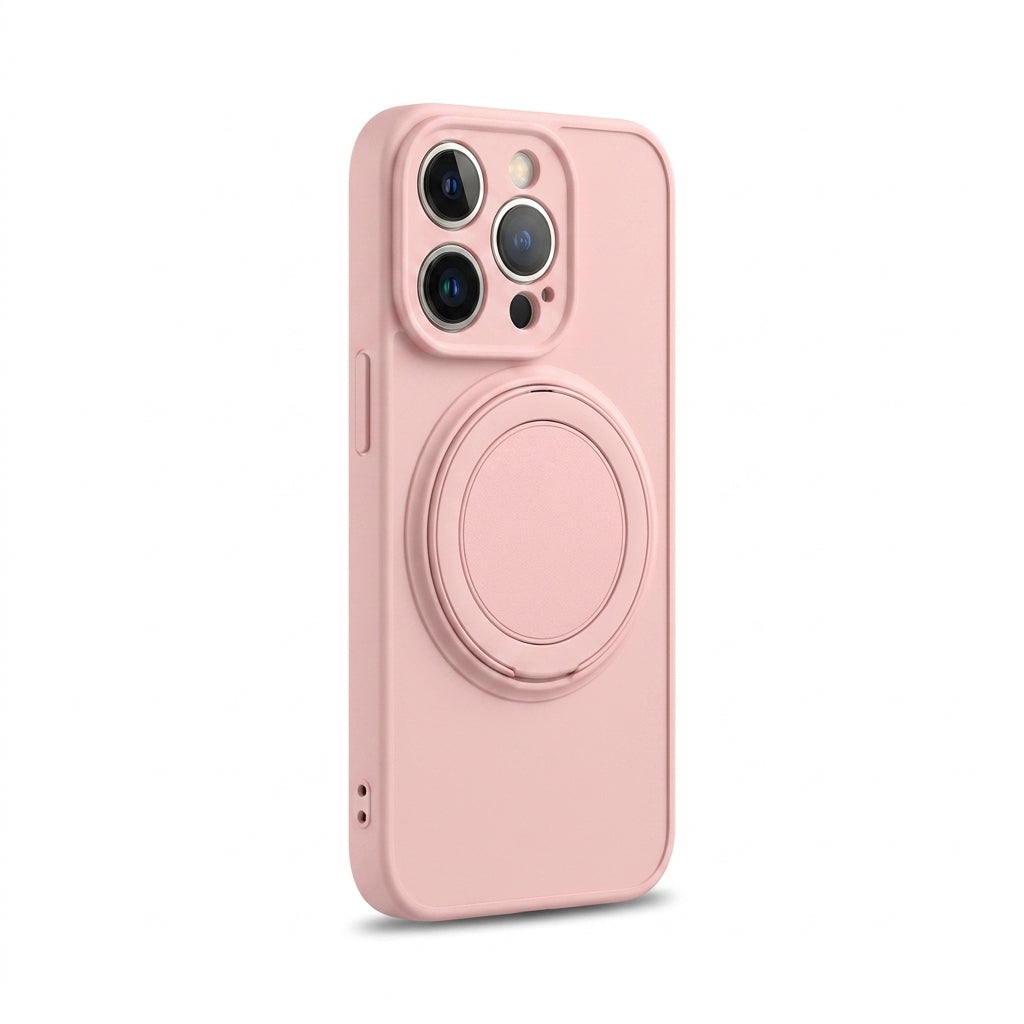 Skin-Feel Silicone Phone Case Ring Stand MagSafe - Pink