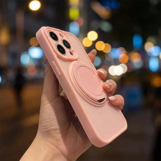 Skin-Feel Silicone Phone Case Ring Stand MagSafe - Pink