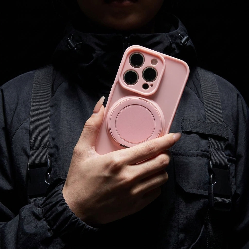 Skin-Feel Silicone Phone Case Ring Stand MagSafe - Pink