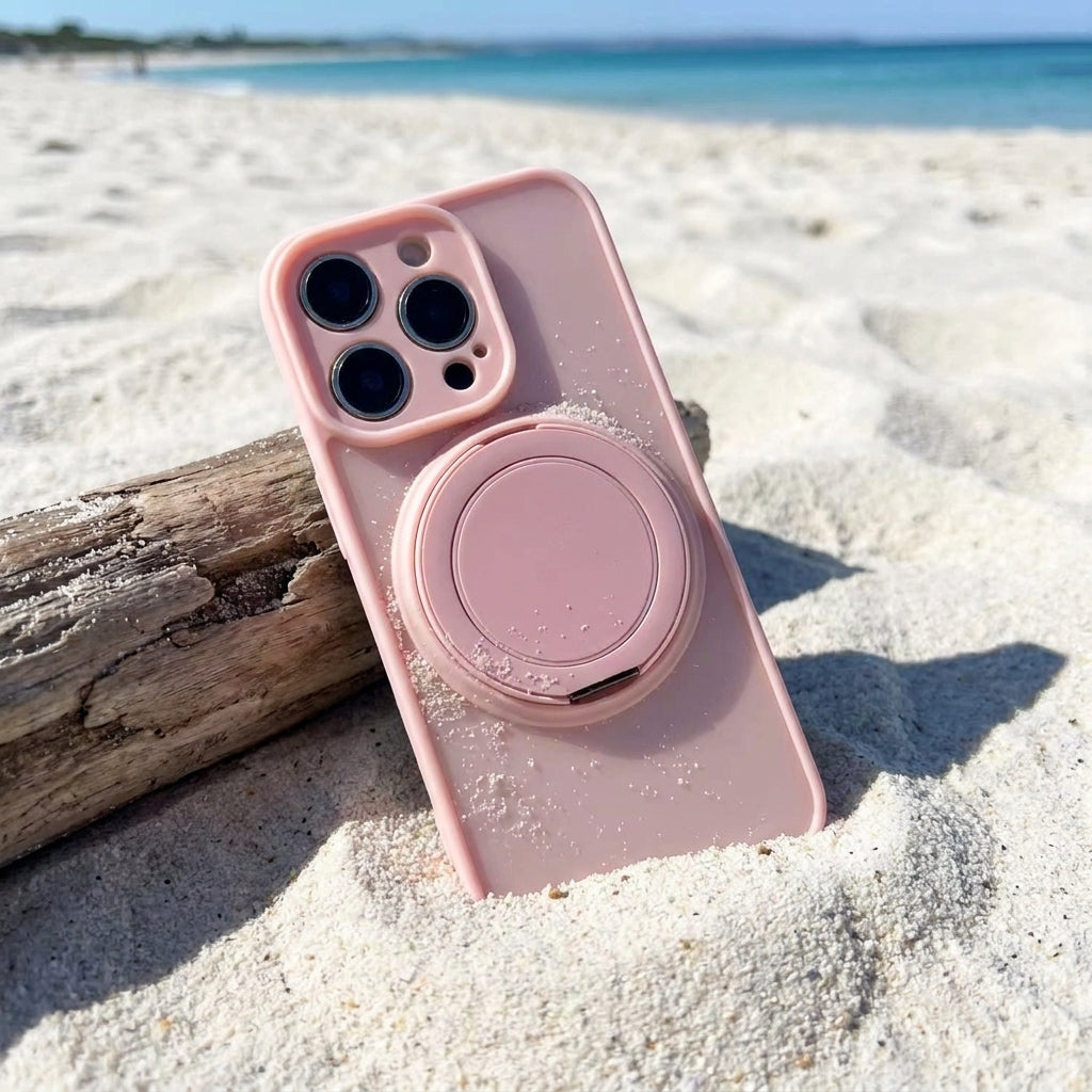 Skin-Feel Silicone Phone Case Ring Stand MagSafe - Pink