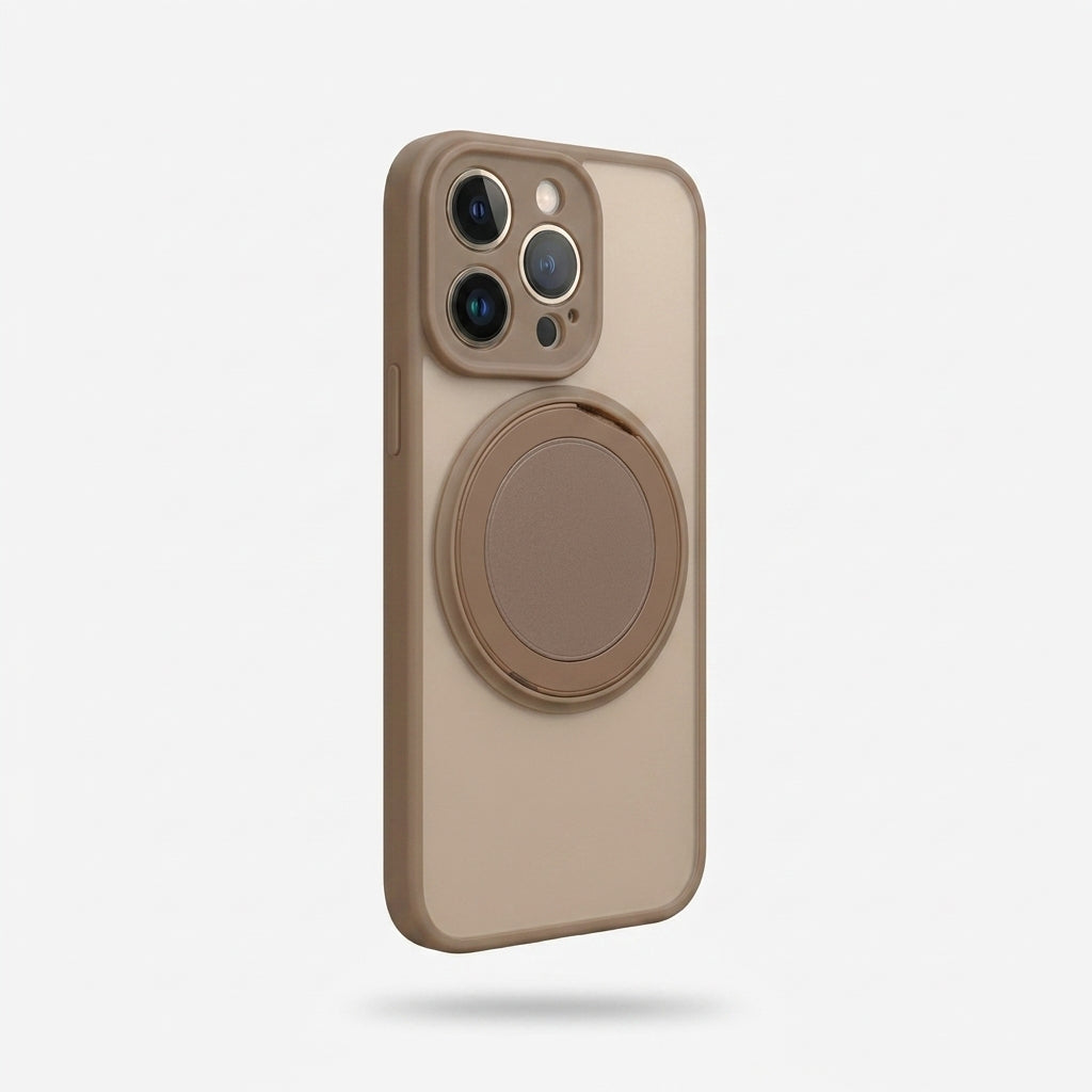 Skin-Feel Silicone Phone Case Ring Stand MagSafe - Golden
