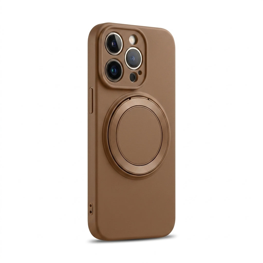 Skin-Feel Silicone Phone Case Ring Stand MagSafe - Golden