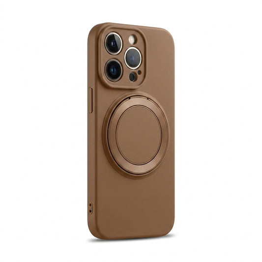 Skin-Feel Silicone Phone Case Ring Stand MagSafe - Golden