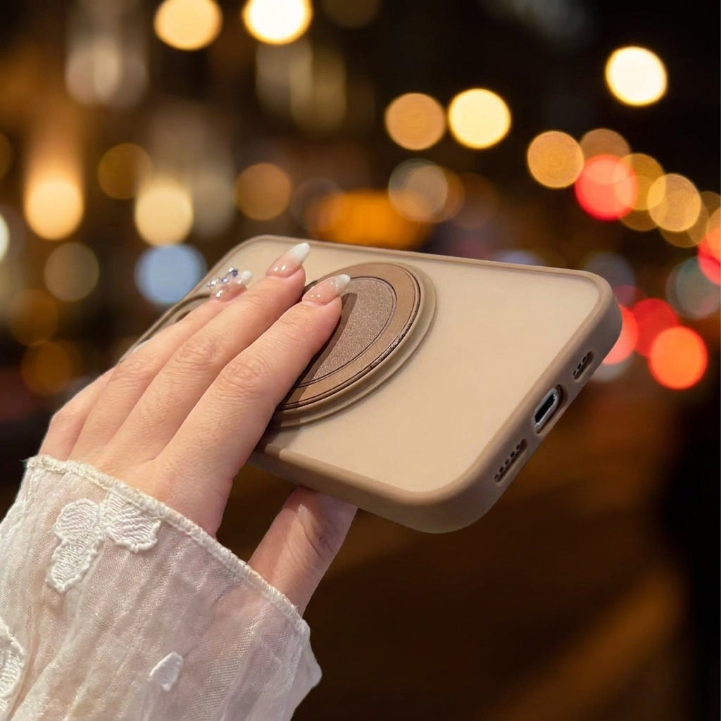 Skin-Feel Silicone Phone Case Ring Stand MagSafe - Golden