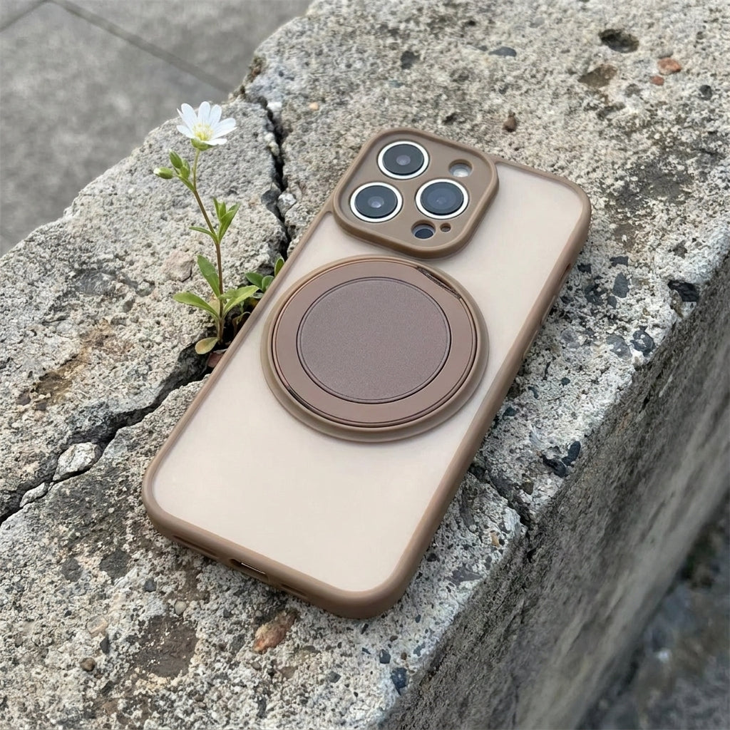 Skin-Feel Silicone Phone Case Ring Stand MagSafe - Golden