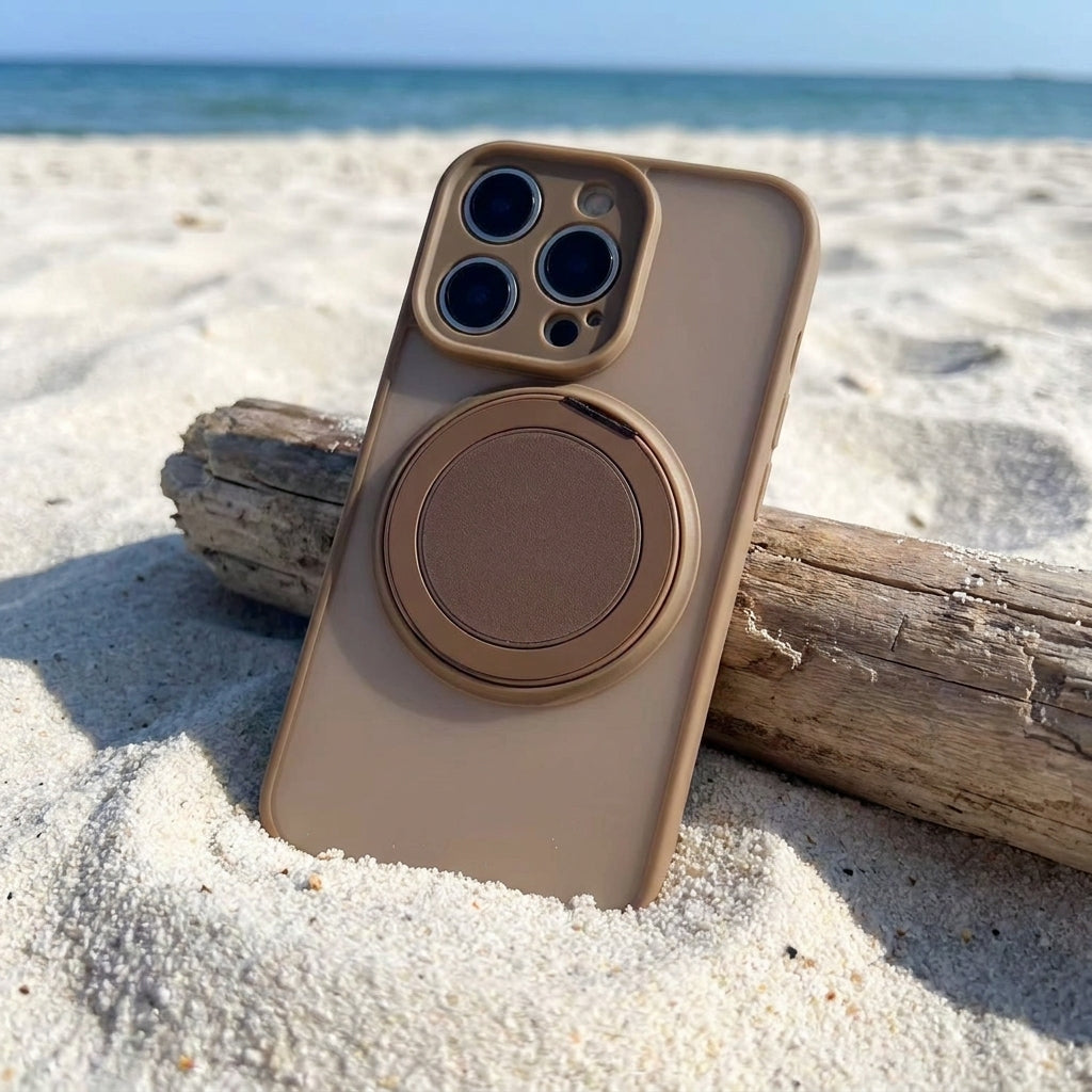 Skin-Feel Silicone Phone Case Ring Stand MagSafe - Golden