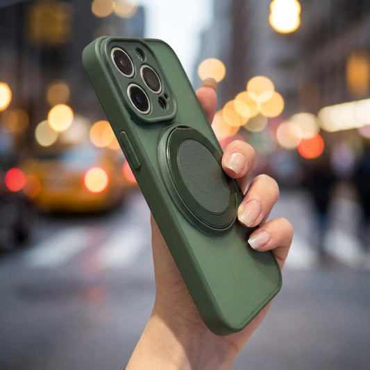 Skin-Feel Silicone Phone Case Ring Stand MagSafe - Green