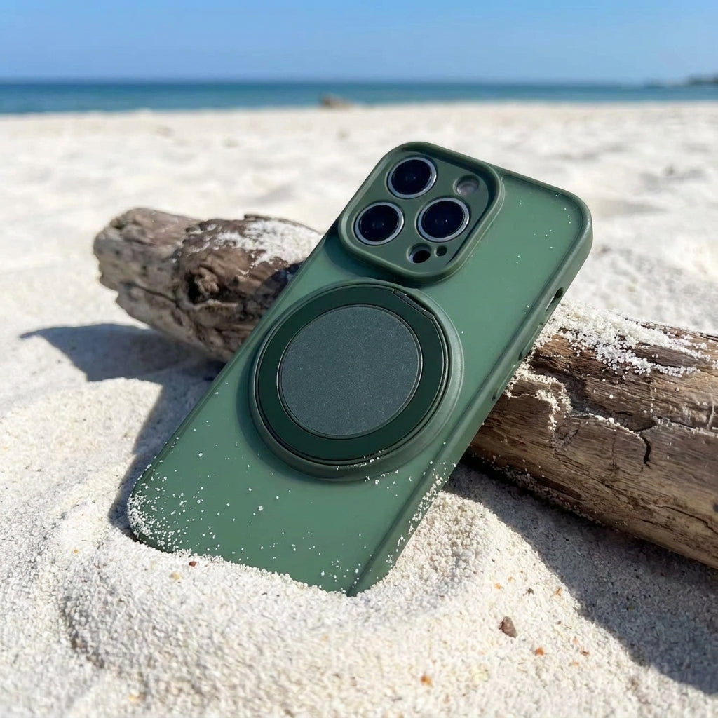 Skin-Feel Silicone Phone Case Ring Stand MagSafe - Green
