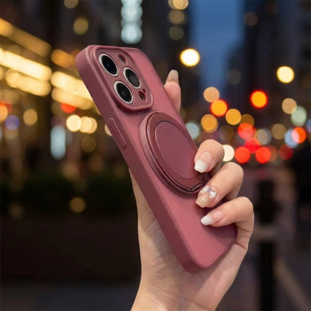 Skin-Feel Silicone Phone Case Ring Stand MagSafe - Plum