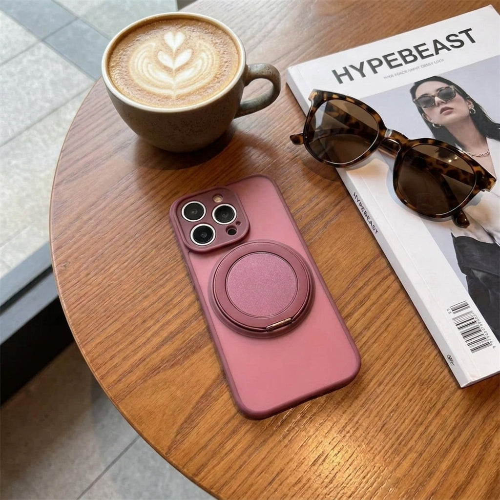 Skin-Feel Silicone Phone Case Ring Stand MagSafe - Plum