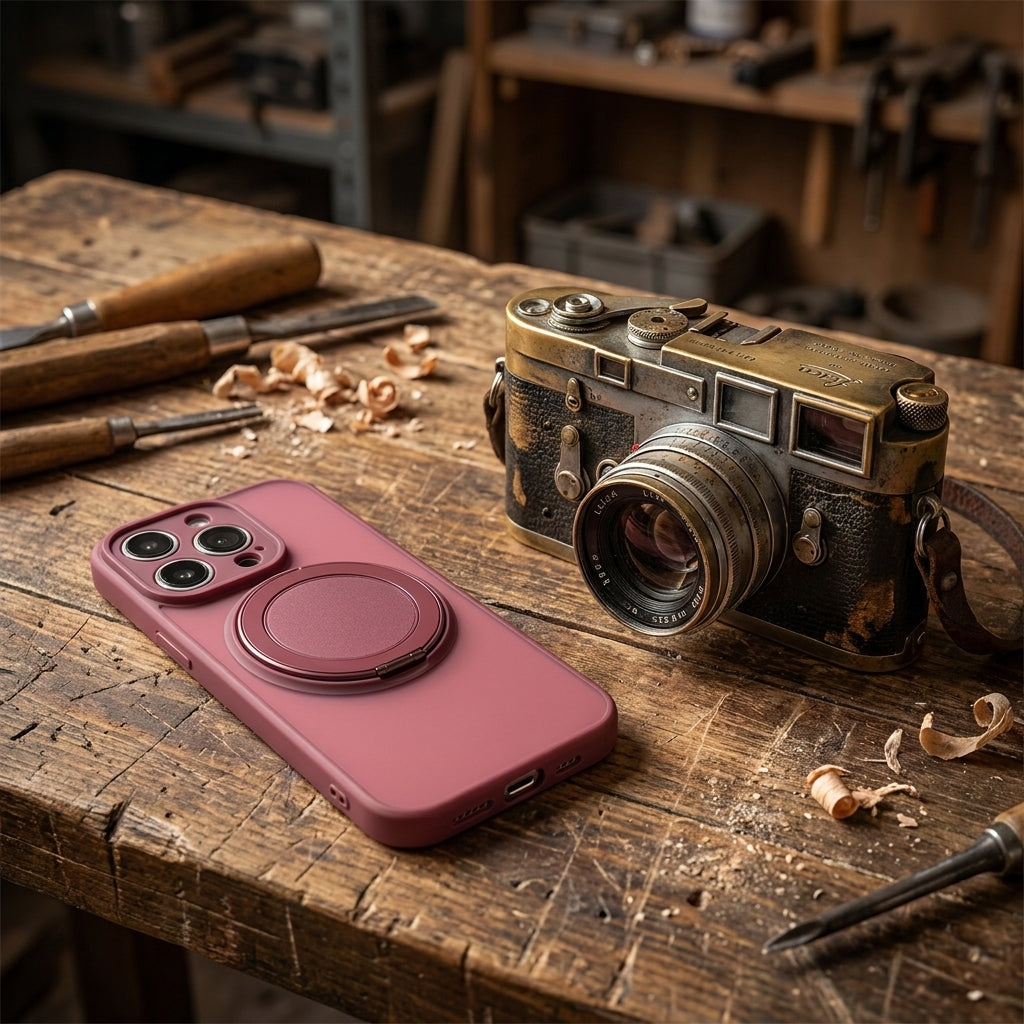 Skin-Feel Silicone Phone Case Ring Stand MagSafe - Plum