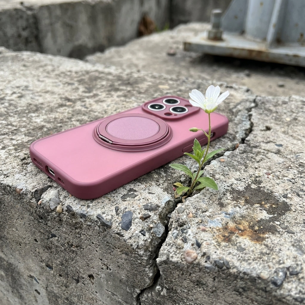 Skin-Feel Silicone Phone Case Ring Stand MagSafe - Plum