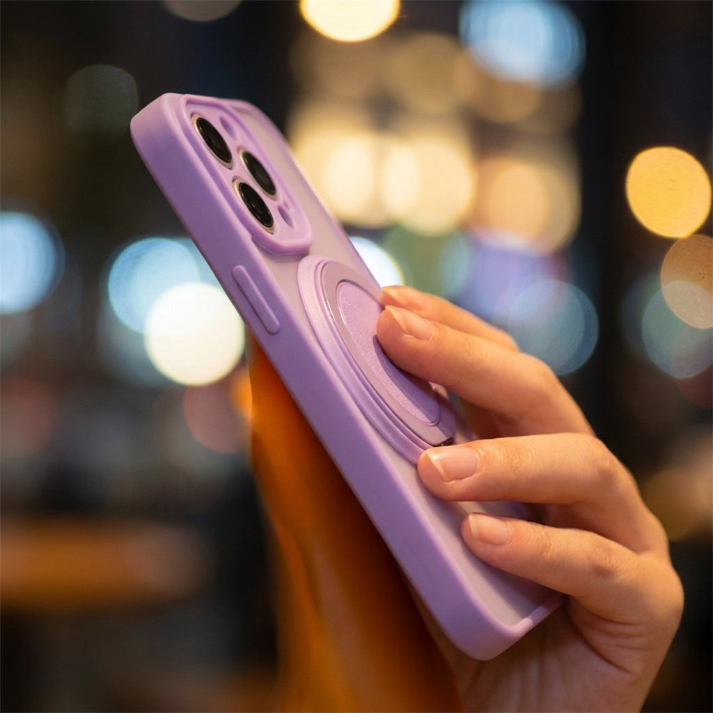 Skin-Feel Silicone Phone Case Ring Stand MagSafe - Purple