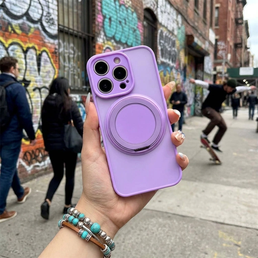 Skin-Feel Silicone Phone Case Ring Stand MagSafe - Purple