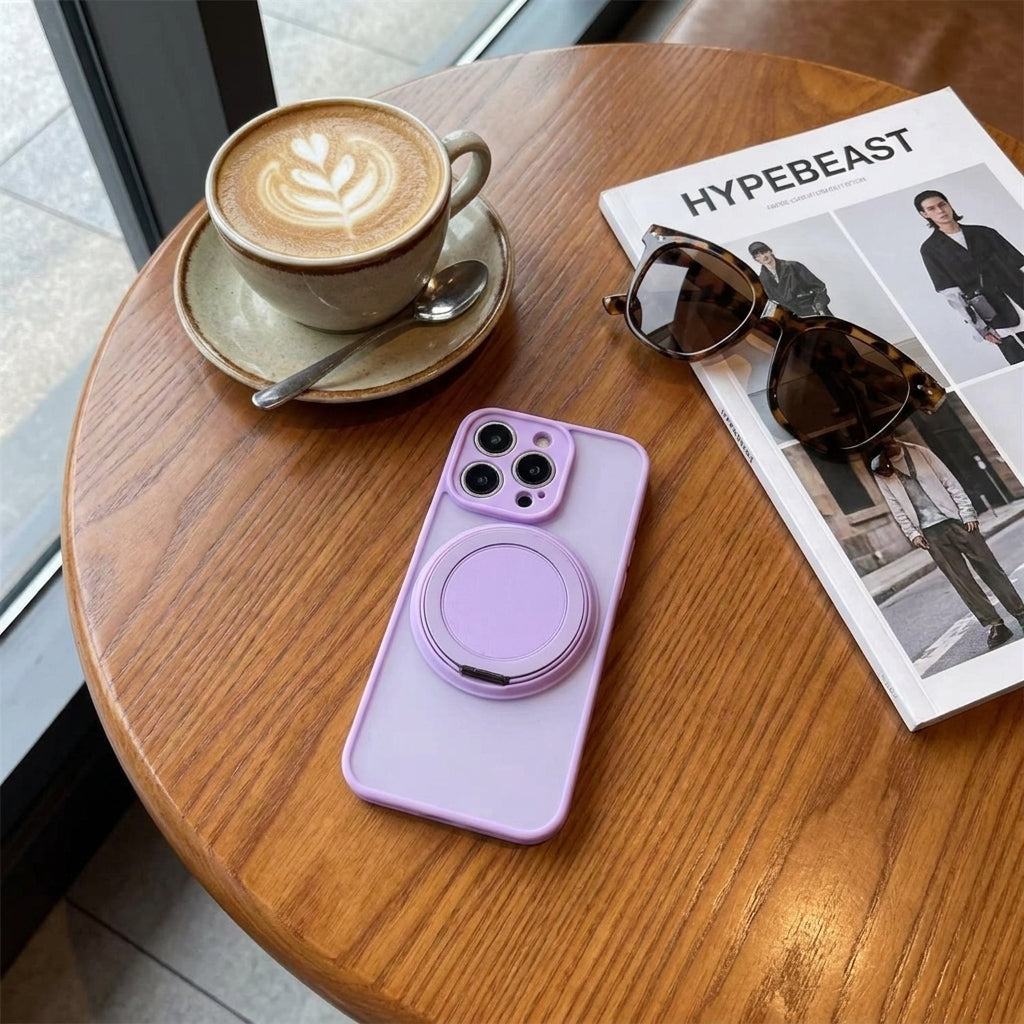 Skin-Feel Silicone Phone Case Ring Stand MagSafe - Purple