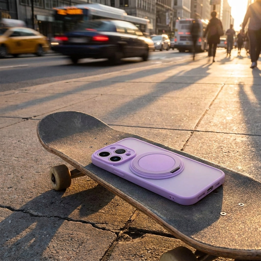 Skin-Feel Silicone Phone Case Ring Stand MagSafe - Purple