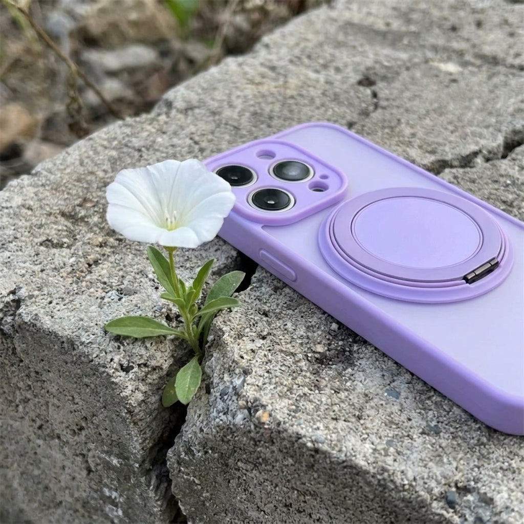 Skin-Feel Silicone Phone Case Ring Stand MagSafe - Purple