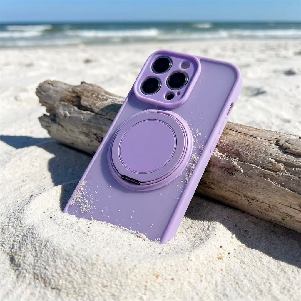 Skin-Feel Silicone Phone Case Ring Stand MagSafe - Purple