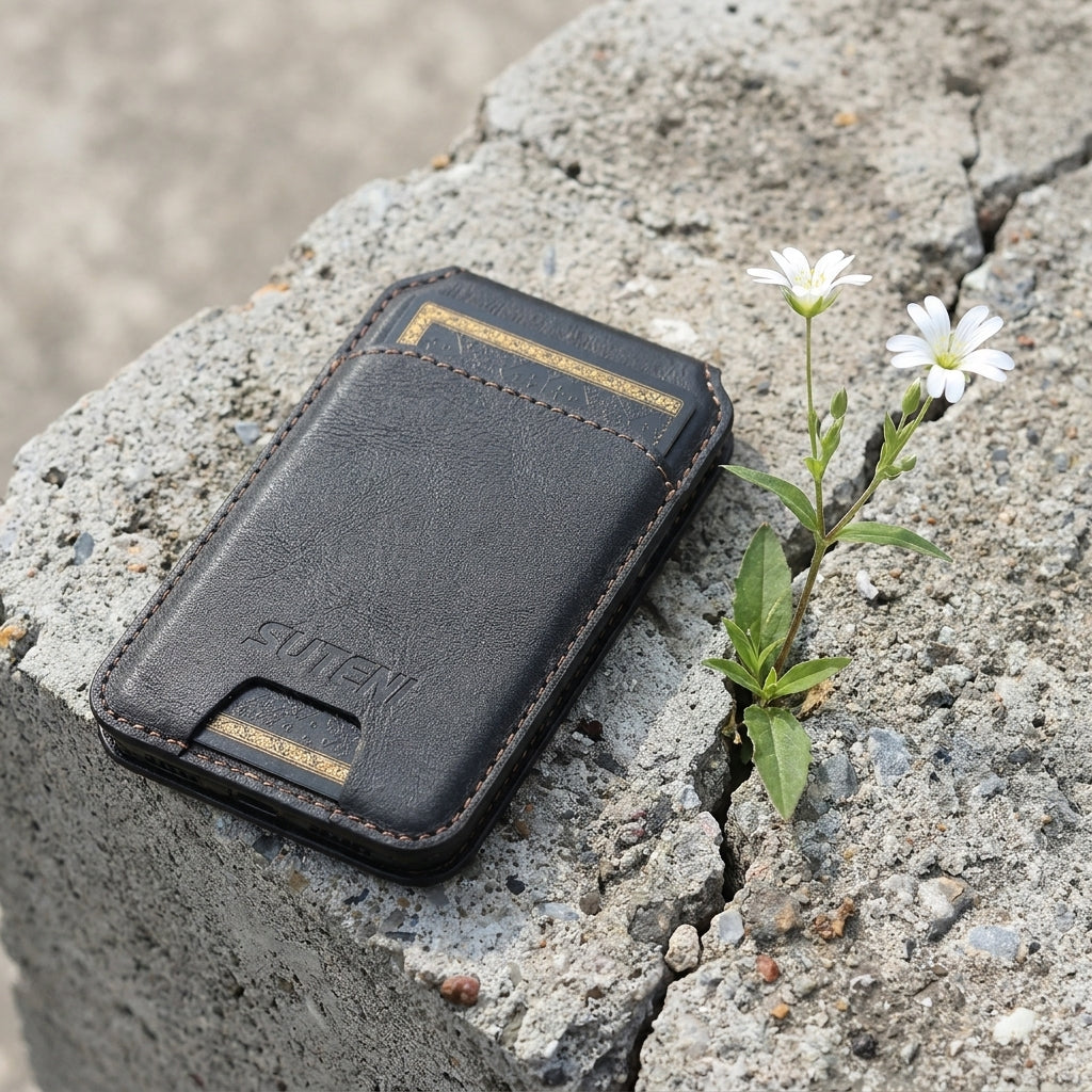 Noir MagSafe Flip Wallet with Stand - Vegan Leather